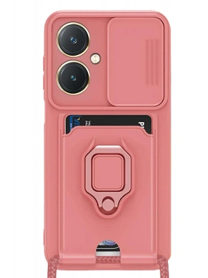 Newface Vivo Y27 Kılıf Zuma Kartvizitli Yüzüklü Silikon - Pembe