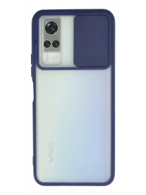 Newface Vivo Y53S Kılıf Palm Buzlu Kamera Sürgülü Silikon - Lacivert