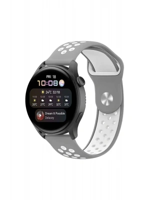 Newface Watch 20mm Spor Delikli Kordon - Gri-Beyaz