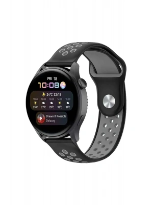 Newface Watch 20mm Spor Delikli Kordon - Siyah-Gri