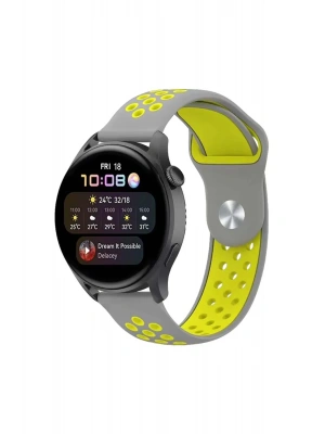 Newface Watch 22mm Spor Delikli Kordon - Gri-Yeşil