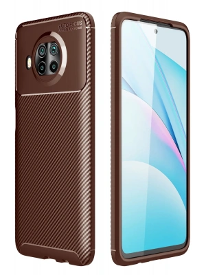 Newface Xiaomi Mi 10T Lite Kılıf Auto Focus Karbon Kapak - Kahverengi