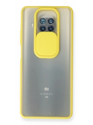 Newface Xiaomi Mi 10T Lite Kılıf Palm Buzlu Kamera Sürgülü Silikon - Sarı