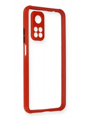 Newface Xiaomi Mi 10T Pro Kılıf Miami Şeffaf Silikon - Kırmızı