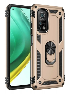 Newface Xiaomi Mi 10T Pro Kılıf Sofya Yüzüklü Silikon Kapak - Gold