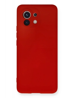Newface Xiaomi Mi 11 Kılıf Nano içi Kadife Silikon - Kırmızı