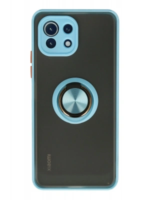 Newface Xiaomi Mİ 11 Lite Kılıf Montreal Yüzüklü Silikon Kapak - Buz Mavi