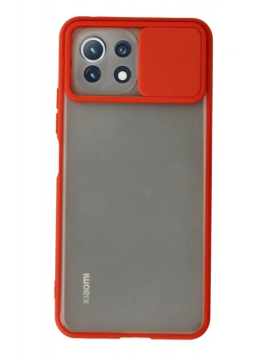 Newface Xiaomi Mİ 11 Lite Kılıf Palm Buzlu Kamera Sürgülü Silikon - Kırmızı
