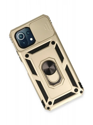 Newface Xiaomi Mİ 11 Lite Kılıf Pars Lens Yüzüklü Silikon - Gold