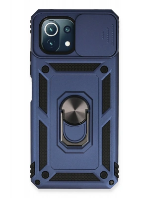 Newface Xiaomi Mİ 11 Lite Kılıf Pars Lens Yüzüklü Silikon - Lacivert