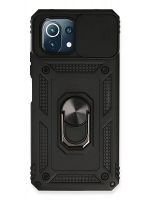 Newface Xiaomi Mİ 11 Lite Kılıf Pars Lens Yüzüklü Silikon - Siyah