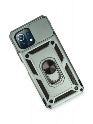 Newface Xiaomi Mİ 11 Lite Kılıf Pars Lens Yüzüklü Silikon - Yeşil