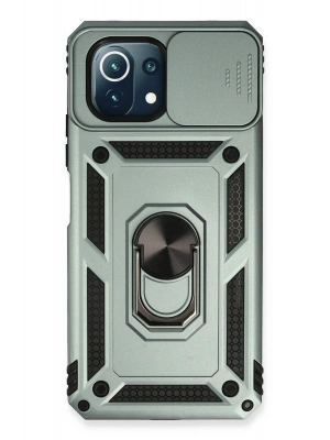 Newface Xiaomi Mİ 11 Lite Kılıf Pars Lens Yüzüklü Silikon - Yeşil