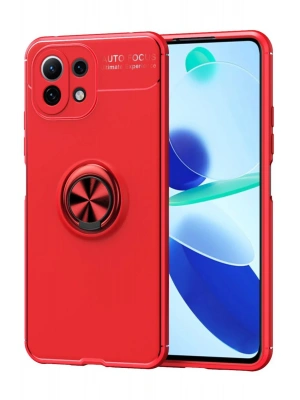 Newface Xiaomi Mİ 11 Lite Kılıf Range Yüzüklü Silikon - Kırmızı