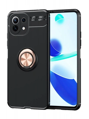 Newface Xiaomi Mİ 11 Lite Kılıf Range Yüzüklü Silikon - Siyah-Gold