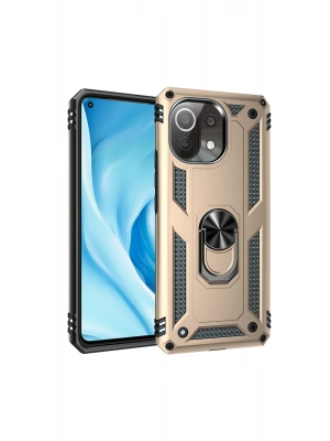 Newface Xiaomi Mİ 11 Lite Kılıf Sofya Yüzüklü Silikon Kapak - Gold