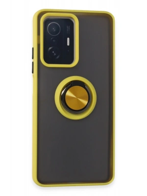 Newface Xiaomi Mi 11T Pro Kılıf Montreal Yüzüklü Silikon Kapak - Sarı