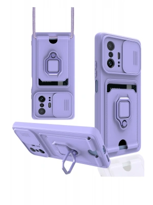 Newface Xiaomi Mi 11T Pro Kılıf Zuma Kartvizitli Yüzüklü Silikon - Lila