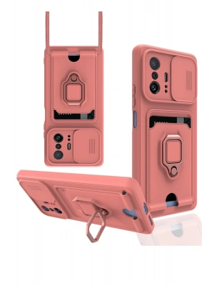 Newface Xiaomi Mi 11T Pro Kılıf Zuma Kartvizitli Yüzüklü Silikon - Pembe