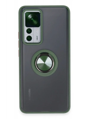 Newface Xiaomi Mi 12T Pro Kılıf Montreal Yüzüklü Silikon Kapak - Yeşil