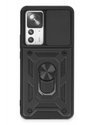 Newface Xiaomi Mi 12T Pro Kılıf Pars Lens Yüzüklü Silikon - Siyah