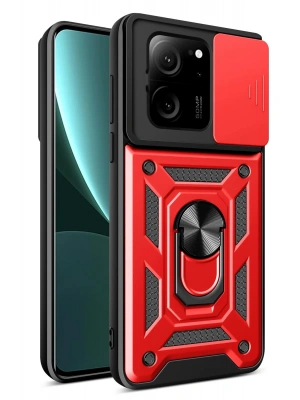 Newface Xiaomi Mi 13T Pro Kılıf Pars Lens Yüzüklü Silikon - Kırmızı