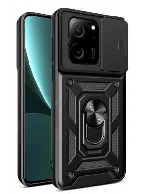 Newface Xiaomi Mi 13T Pro Kılıf Pars Lens Yüzüklü Silikon - Siyah