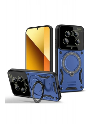 Newface Xiaomi Mi 14 Ultra Kılıf Joy Lens Standlı Kapak - Lacivert