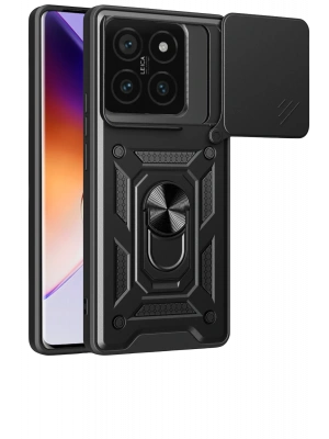 Newface Xiaomi Mi 14T Pro Kılıf Pars Lens Yüzüklü Silikon - Siyah