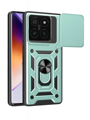 Newface Xiaomi Mi 14T Pro Kılıf Pars Lens Yüzüklü Silikon - Yeşil