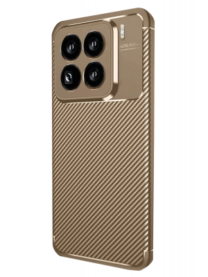 Newface Xiaomi Mi 15 Pro Kılıf Auto Focus Karbon Kapak - Kahverengi