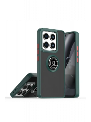 Newface Xiaomi Mi 15 Pro Kılıf Montreal Yüzüklü Silikon Kapak - Yeşil