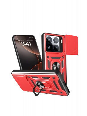 Newface Xiaomi Mi 15 Pro Kılıf Pars Lens Yüzüklü Silikon - Kırmızı