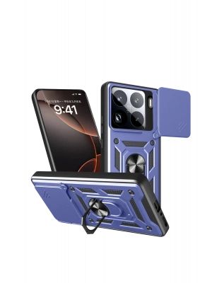 Newface Xiaomi Mi 15 Pro Kılıf Pars Lens Yüzüklü Silikon - Lacivert