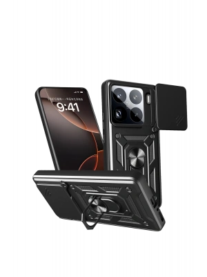 Newface Xiaomi Mi 15 Pro Kılıf Pars Lens Yüzüklü Silikon - Siyah