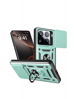 Newface Xiaomi Mi 15 Pro Kılıf Pars Lens Yüzüklü Silikon - Yeşil