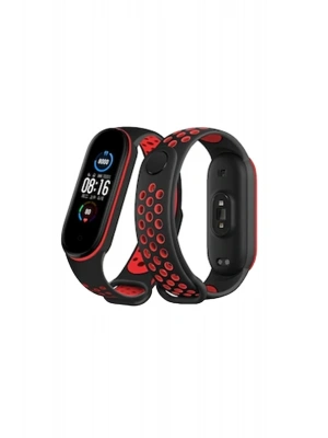 Newface Xiaomi Mi Band 4 Spor Delikli Kordon - Siyah-Kırmızı