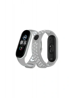 Newface Xiaomi Mi Band 6 Spor Delikli Kordon - Gri-Kırmızı