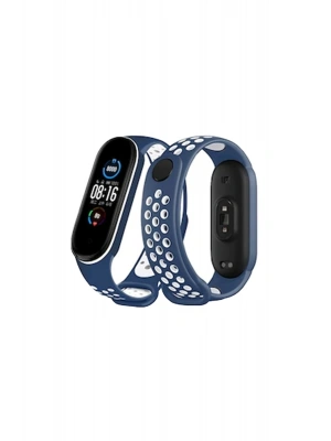 Newface Xiaomi Mi Band 6 Spor Delikli Kordon - Lacivert-Beyaz