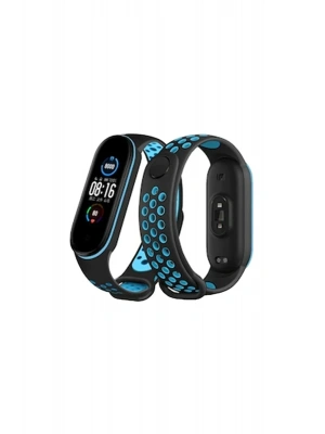 Newface Xiaomi Mi Band 6 Spor Delikli Kordon - Siyah-Mavi