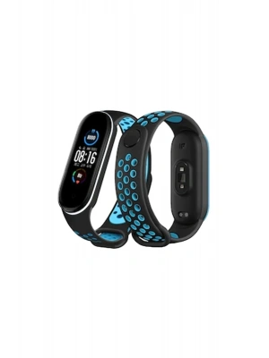 Newface Xiaomi Mi Band 6 Spor Delikli Kordon - Siyah-Mavi-Beyaz