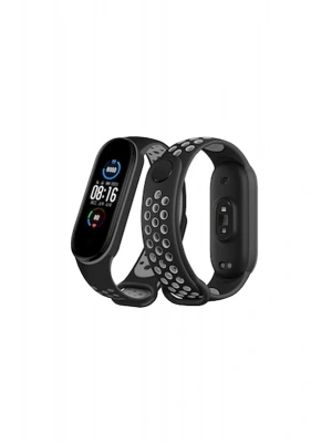 Newface Xiaomi Mi Band 7 Spor Delikli Kordon - Siyah-Gri