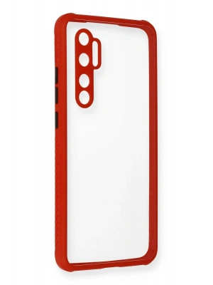 Newface Xiaomi Mi Note 10 Lite Kılıf Miami Şeffaf Silikon - Kırmızı