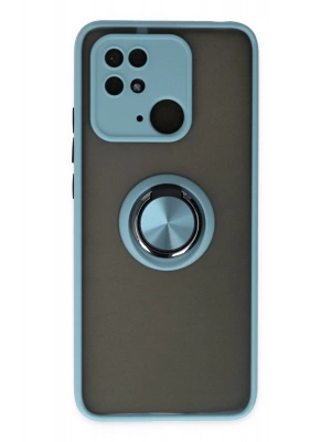 Newface Xiaomi Poco C40 Kılıf Montreal Yüzüklü Silikon Kapak - Buz Mavi