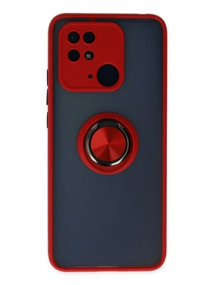 Newface Xiaomi Poco C40 Kılıf Montreal Yüzüklü Silikon Kapak - Kırmızı