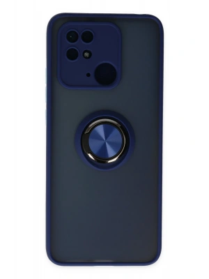 Newface Xiaomi Poco C40 Kılıf Montreal Yüzüklü Silikon Kapak - Lacivert