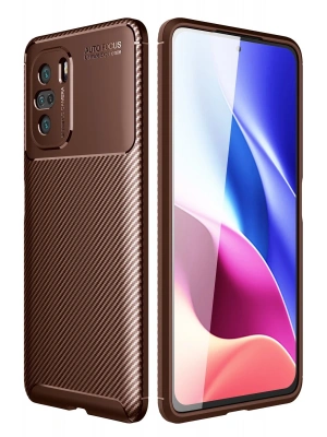 Newface Xiaomi Poco F3 Kılıf Auto Focus Karbon Kapak - Kahverengi