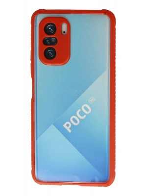 Newface Xiaomi Poco F3 Kılıf Miami Şeffaf Silikon - Kırmızı
