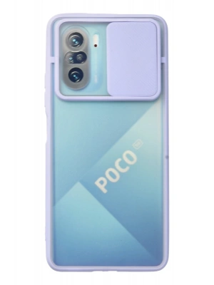 Newface Xiaomi Poco F3 Kılıf Palm Buzlu Kamera Sürgülü Silikon - Lila