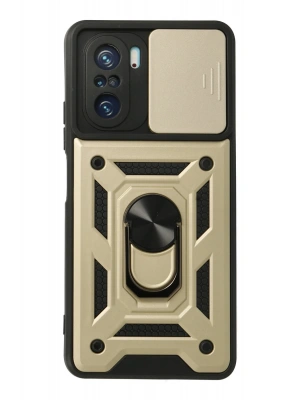 Newface Xiaomi Poco F3 Kılıf Pars Lens Yüzüklü Silikon - Gold